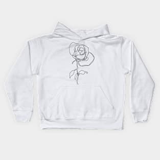 Rose Flower one line art Kids Hoodie